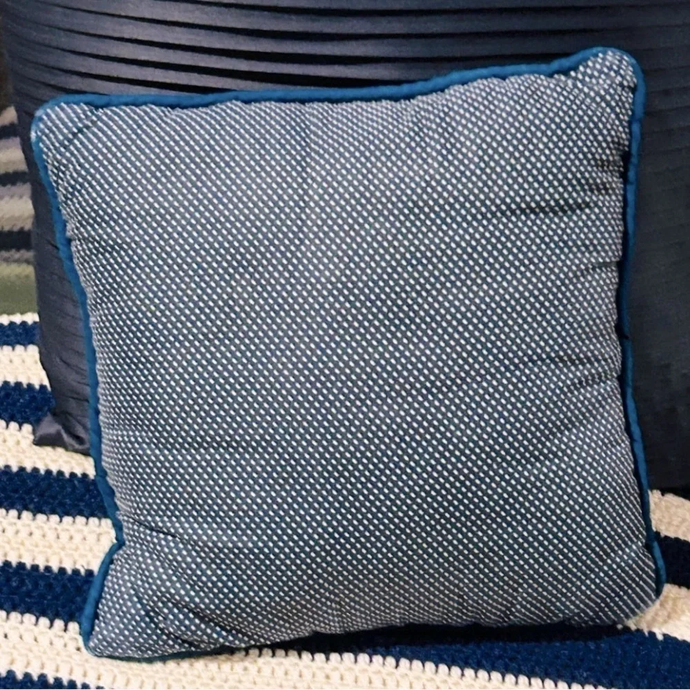 Antique Quilt Pillow 18x18 Mushroom + Polka Dots 2 Sides Blue Red Green Handmade